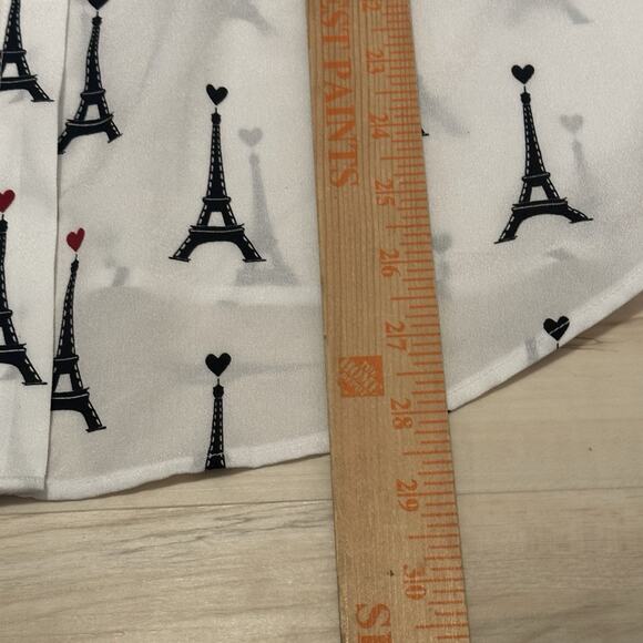 Karl Lagerfeld Paris Women Large Blouse Button Eiffel Tower White - Picture 11 of 11